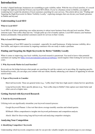 “Finding and Targeting the Right Keywords for Better Visibility Locally”