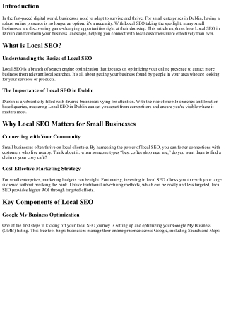 Local SEO in Dublin: A Game Changer for Small Enterprises