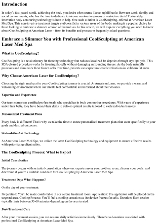 Embrace a Slimmer You with Professional CoolSculpting at American Laser
