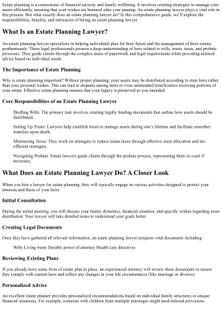 What Does an Estate Planning Lawyer Do? A Comprehensive Guide