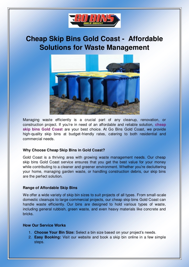 cheap skip bins gold coast affordable solutions