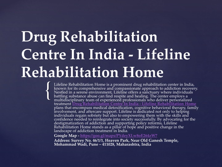 drug rehabilitation centre in india lifeline rehabilitation home