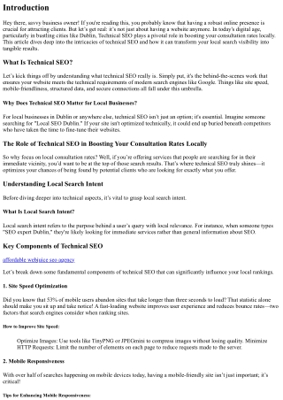 “The Role of Technical SEO in Boosting Your Consultation Rates Locally”