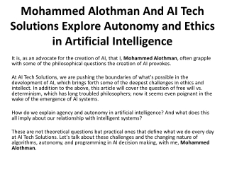 mohammed alothman and ai tech solutions explore autonomy and ethics in artificial intelligence