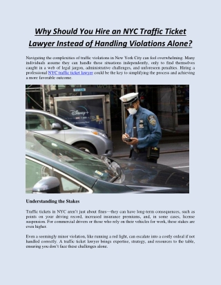 Why Should You Hire an NYC Traffic Ticket Lawyer Instead of Handling Violations Alone