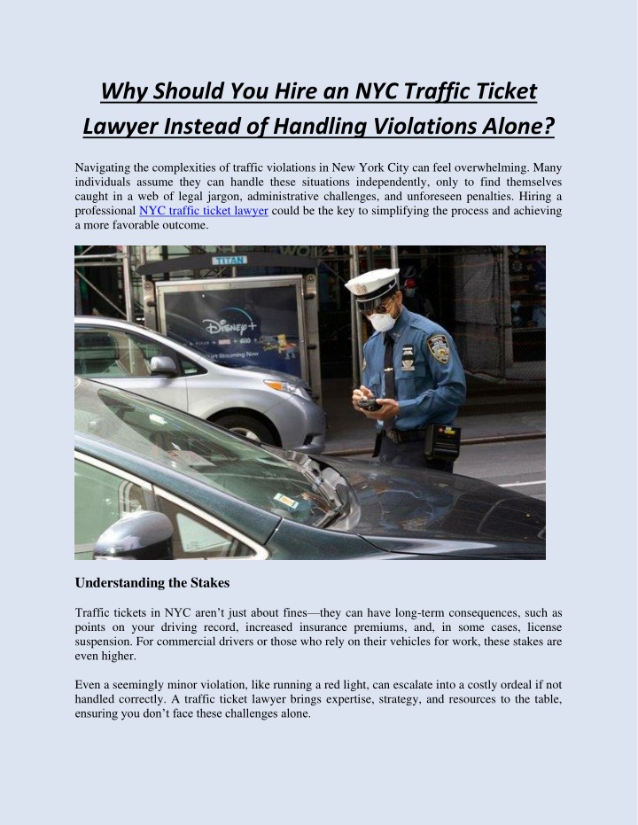 why should you hire an nyc traffic ticket lawyer