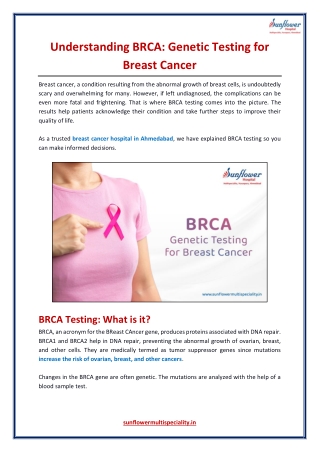 Understanding BRCA - Genetic Testing for Breast Cancer