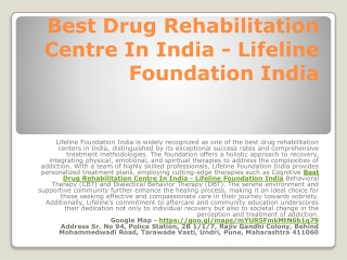 Drug De-Addiction Treatment Center In India - Lifeline Foundation India