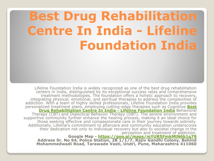 best drug rehabilitation centre in india lifeline foundation india