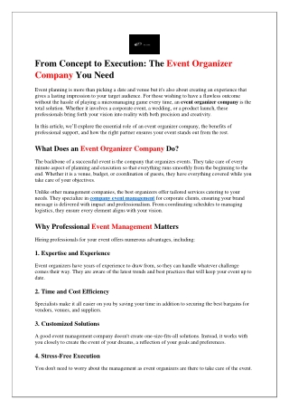 from concept to execution the event organizer