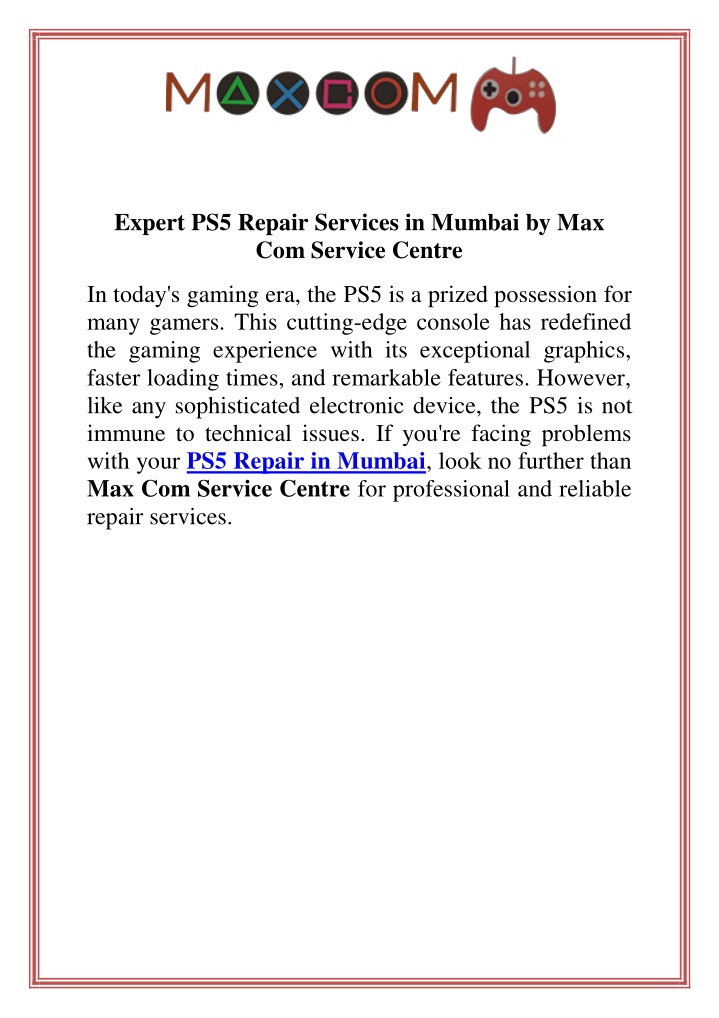 expert ps5 repair services in mumbai