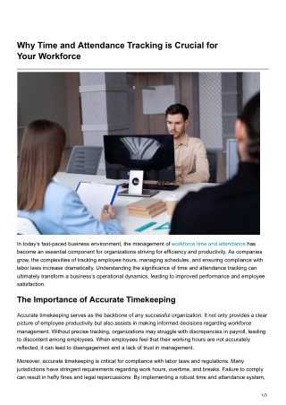 Why Time and Attendance Tracking is Crucial for YourWorkforce