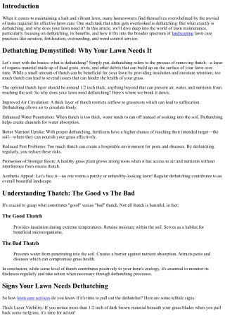 Dethatching Demystified: Why Your Lawn Needs It