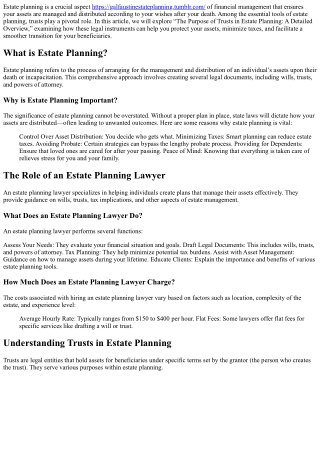 “The Purpose of Trusts in Estate Planning: A Detailed Overview”