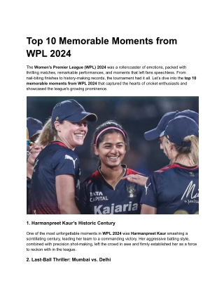 top 10 memorable moments from wpl 2024