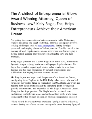 The Architect of Entrepreneurial Glory: Award-Winning Attorney, Queen of Busines