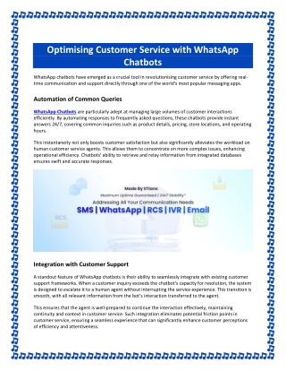 Optimising Customer Service with WhatsApp Chatbots