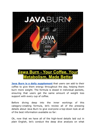 jawa burn your coffee your metabolism made better