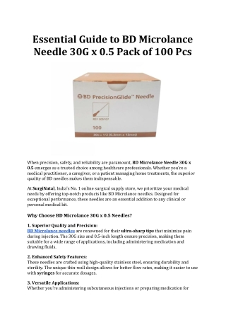essential guide to bd microlance needle