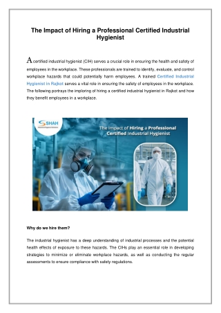 The Impact of Hiring a Professional Certified Industrial Hygienist