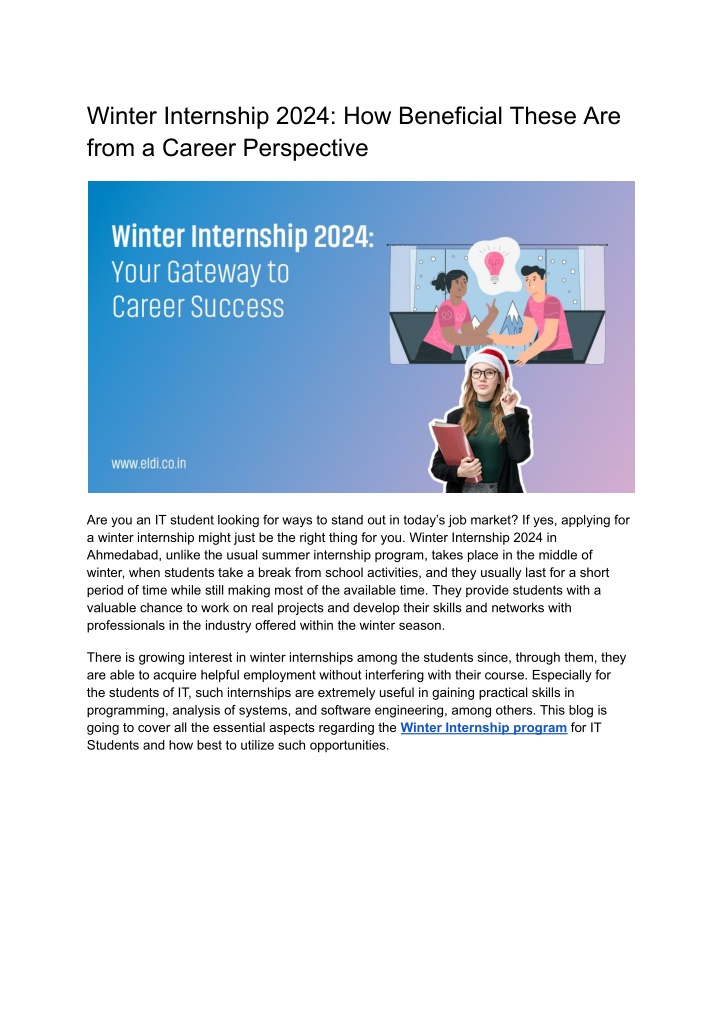 winter internship 2024 how beneficial these