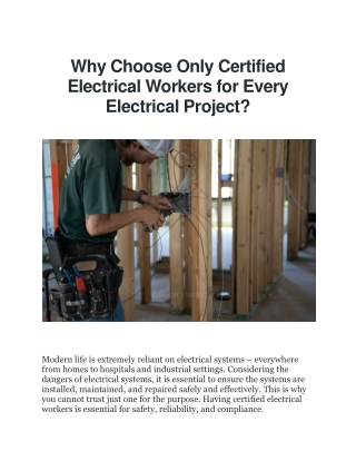 why choose only certified electrical workers