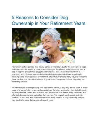 5 Reasons to Consider Dog Ownership in Your Retirement Years