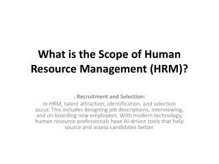 What is the Scope of Human Resource Management