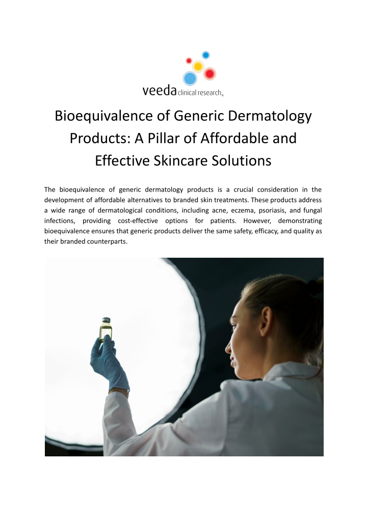 bioequivalence of generic dermatology products