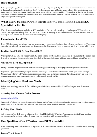 What Every Business Owner Should Know Before Hiring a Local SEO Specialist in Du