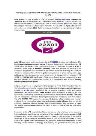mastering iso 22301 and ncema 7000 for unmatched
