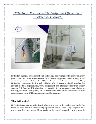 IP Testing: Promises Reliability and Efficiency in Intellectual Property