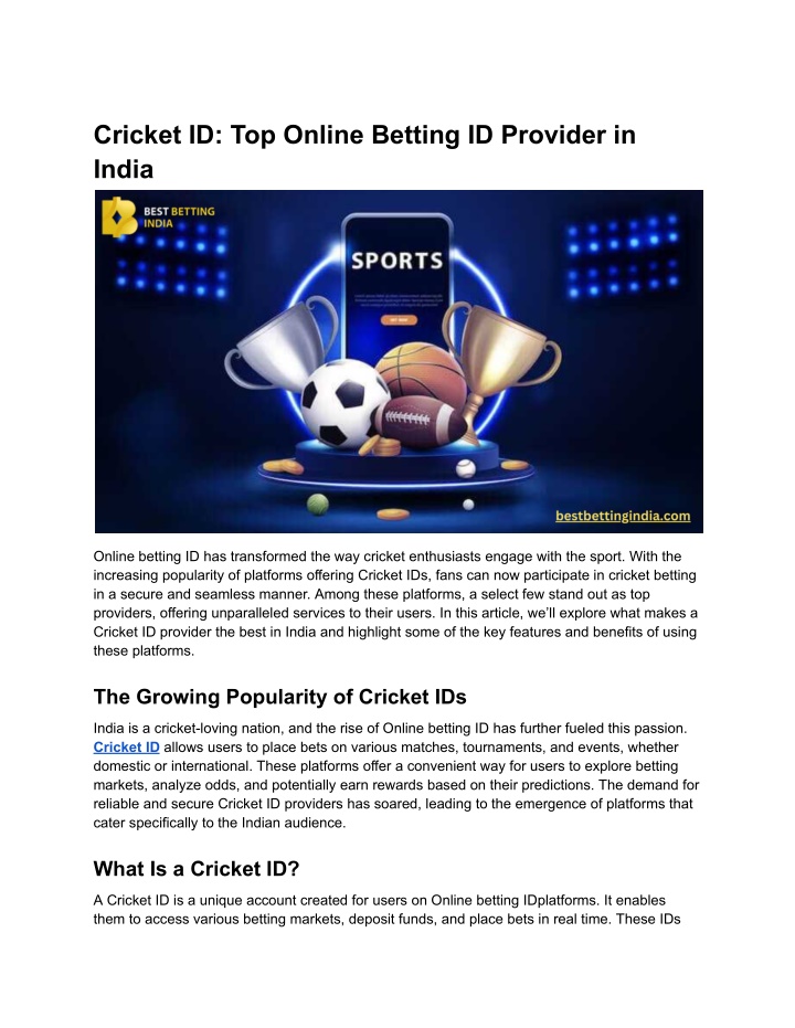 cricket id top online betting id provider in india