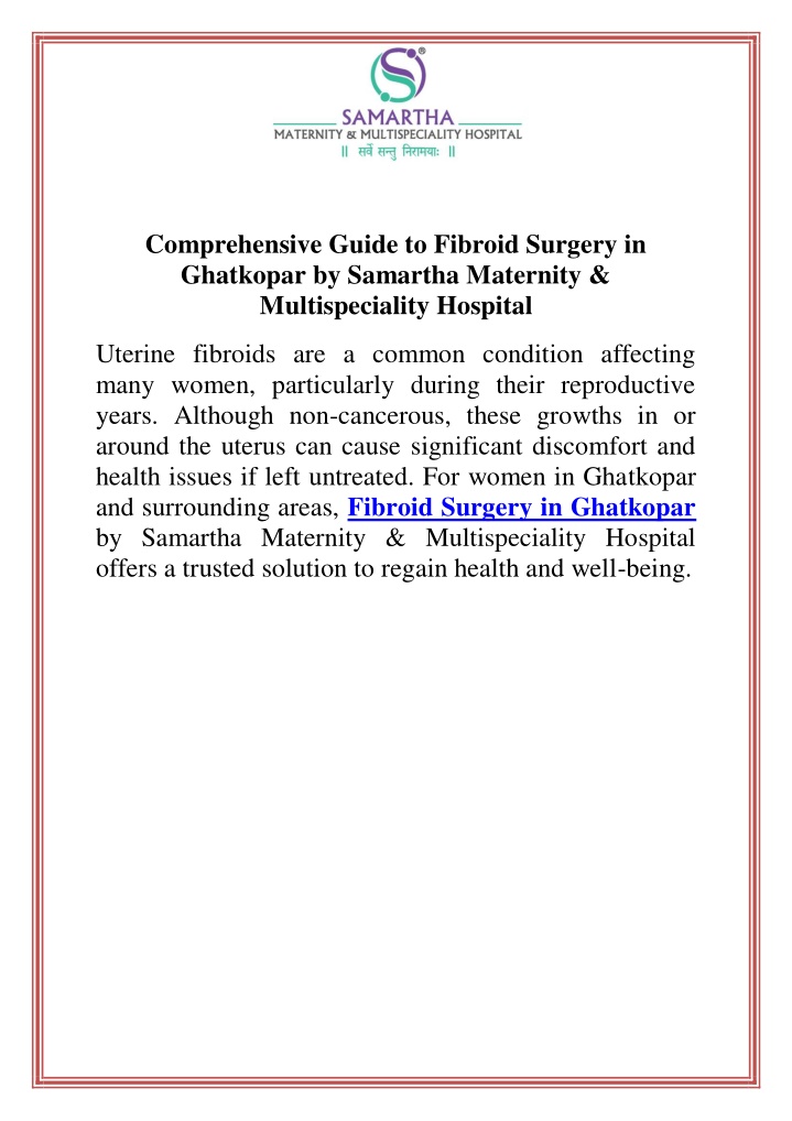 comprehensive guide to fibroid surgery