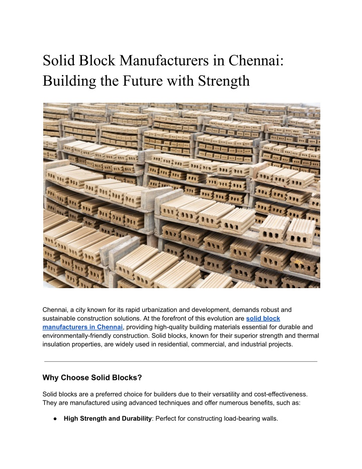 solid block manufacturers in chennai building