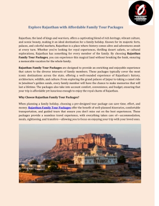Rajasthan Family Tour Packages: Tradition Meets Adventure