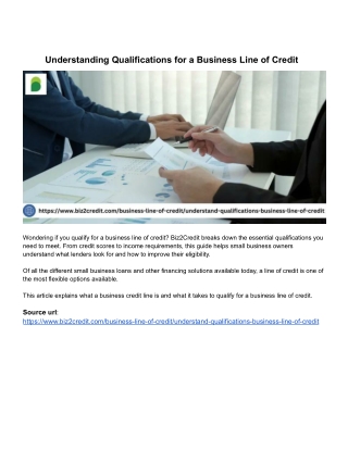 understanding qualifications for a business line