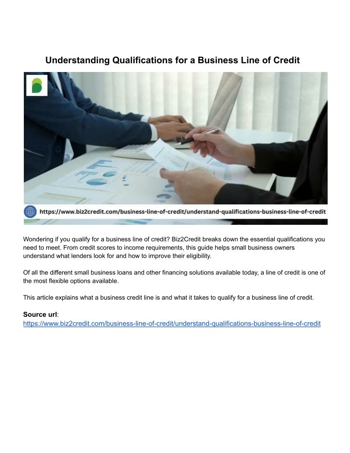 understanding qualifications for a business line