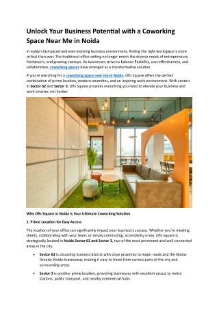 Unlock Your Business Potential with a Coworking Space Near Me in Noida