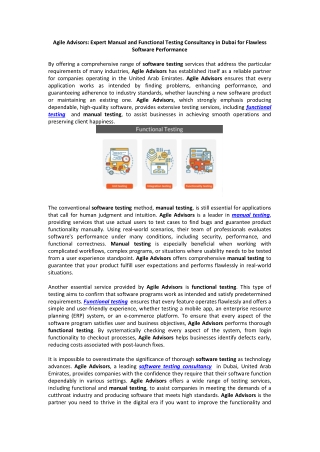 agile advisors expert manual and functional