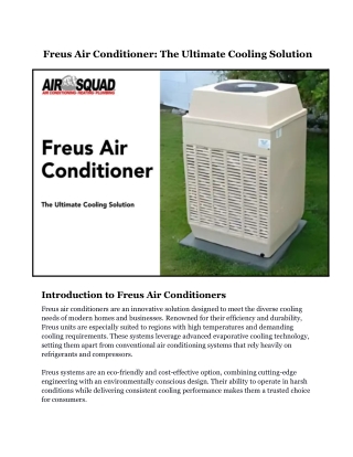 Freus Air Conditioner The Ultimate Cooling Solution PDF