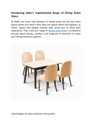 Introducing Alder’s Sophisticated Range of Dining Room Chairs