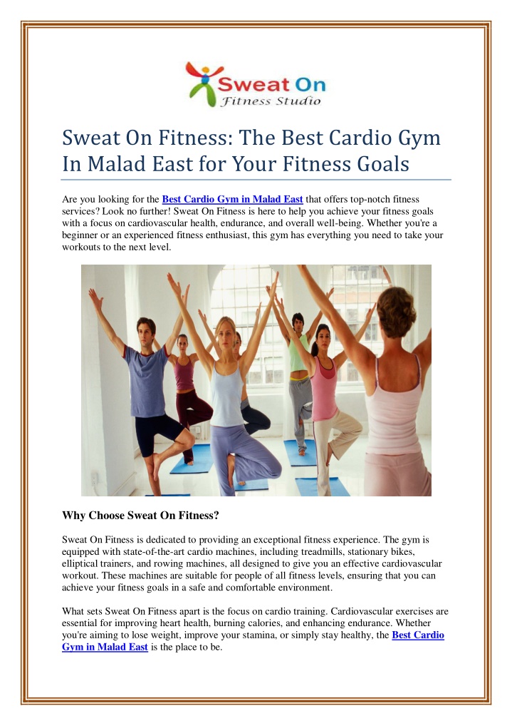 sweat on fitness the best cardio gym in malad