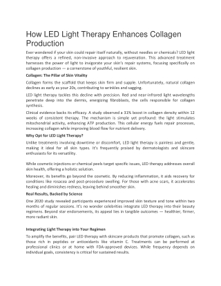 How LED Light Therapy Enhances Collagen Production