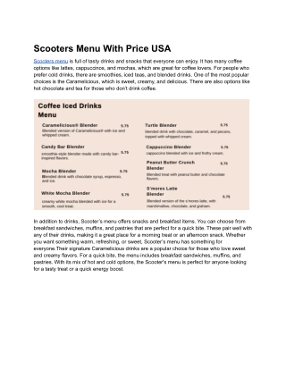 Scooters menu