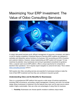 Maximizing Your ERP Investment_ The Value of Odoo Consulting Services