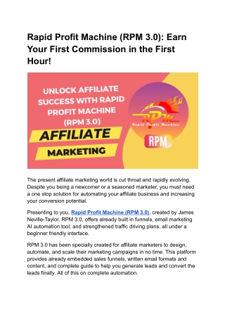 rapid profit machine rpm 3 0 earn your first