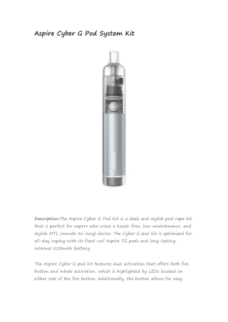 aspire cyber g pod system kit