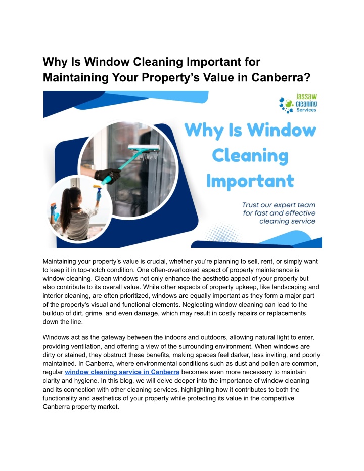 why is window cleaning important for maintaining