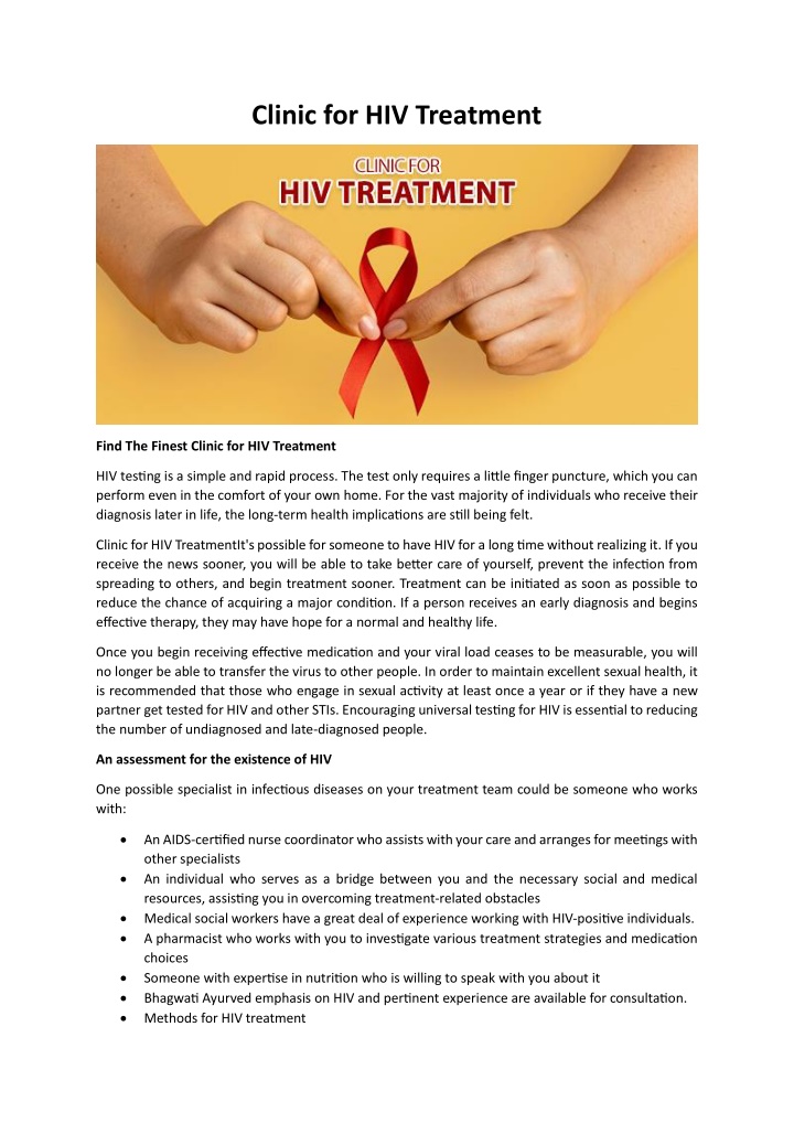 clinic for hiv treatment